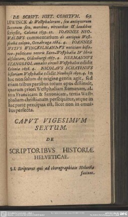 Caput Vigesimum Sextum. De Scriptoribus Historiae Helveticae