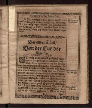 Das ander Theil/ Von der Cur der Krancken