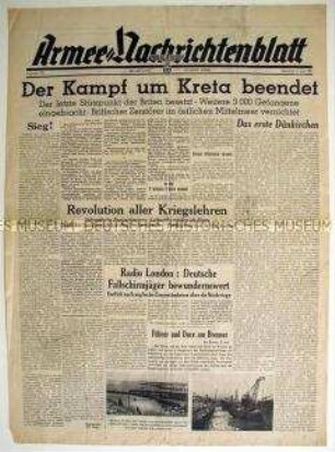 Kriegszeitung "Armee-Nachrichtenblatt" u.a. zur Besetzung von Kreta durch deutsche Truppen