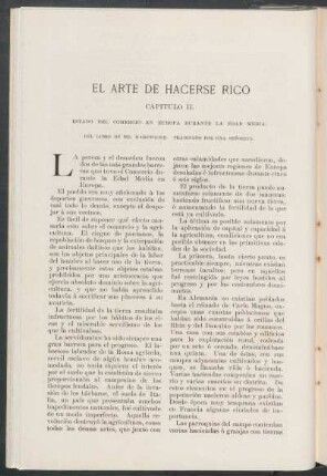 El arte de hacerse rico. [Continuación] : Capítulo II. Estado del comercio en Europa durante la Edad Media. Del libro de Mr. Hardwicke. Traducido por una señorita.