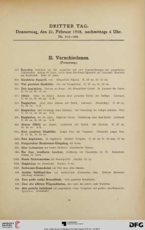 H. Verschiedenes (Nr. 913-955)