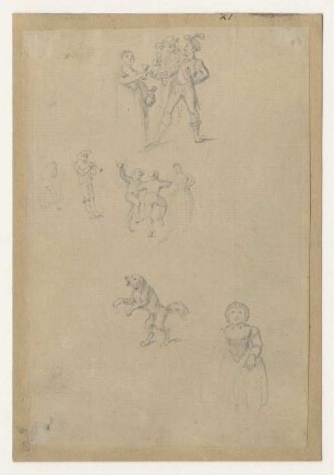 Studien zu Goethes Egmont, Figurengruppen, Hund und Frau