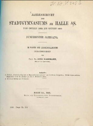 Jahresbericht des Stadtgymnasiums zu Halle : von Ostern ... bis Ostern .... 1882/83