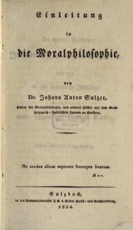 Einleitung in die Moralphilosophie