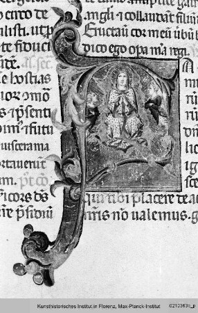 Missale Romanum : Textseite mit historisierter Initiale F: Himmelfahrt Mariens