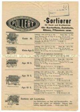 Sortiermaschine für Kartoffeln, Zwiebeln, Nüsse usw.