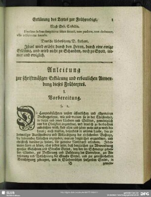 Erklärung des Textes zur Frühpredigt