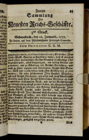 3tes Stuck. Schwabach, den 28. Januarii, 1757.