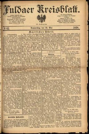 Erste Ausgabe vom Donnerstag, den 26. Mai 1898.