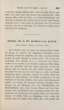 Gedichte von J. Ch. Freiherrn von Zedlitz. (Deßen Gedichte. Stuttgart, bei Cotta, 1832)