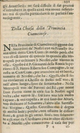 Della Chiesa della Prouincia Ciamcinese