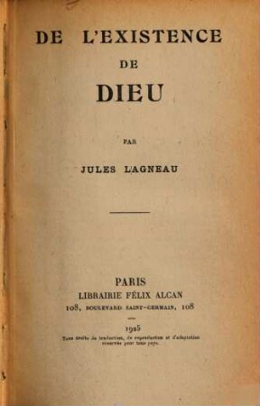 De l'existence de Dieu