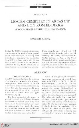 18: Moslem cemetery in areas CW and L on Kom el-Dikka : (excavations in the 2005/2006 season)