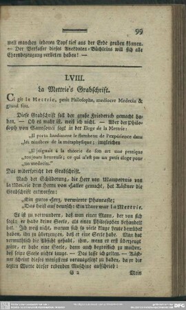 LVIII. La Mettrie's Grabschrift