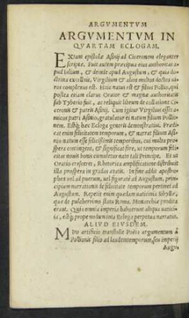 Argumentum In Quartam Eclogam.