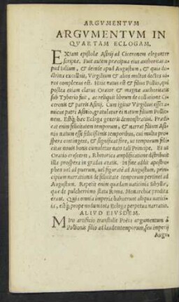 Argumentum In Quartam Eclogam.