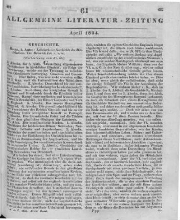 Leo, H.: Lehrbuch der Geschichte des Mittelalters. T. 1-2. Halle: Anton 1830 (Fortsetzung von Nr. 60)
