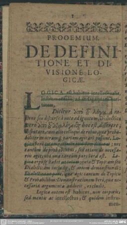 Prooemium. De Definitione Et Divisione Logicae
