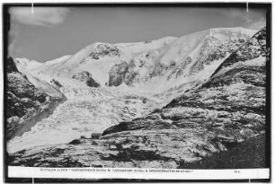 Ötztaler Alpen. Taschachhaus (2433 Meter) mit Taschachspitze (3438 Meter), Hochvernagtwand (3426 Meter)