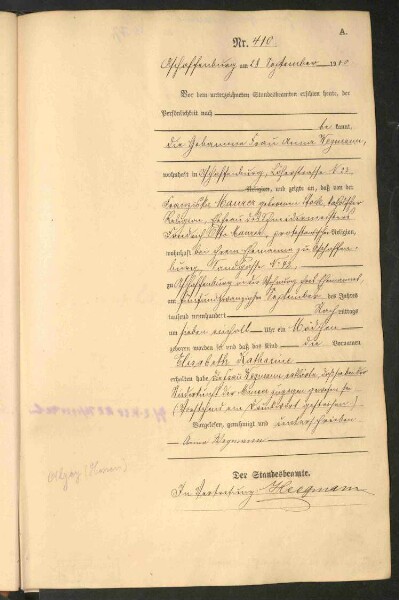 Standesamtsbuch der Stadt Aschaffenburg: Geburten 365/1900 - 184/1901