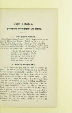 Erste Abteilung. Lesestücke vermischten Inhaltes