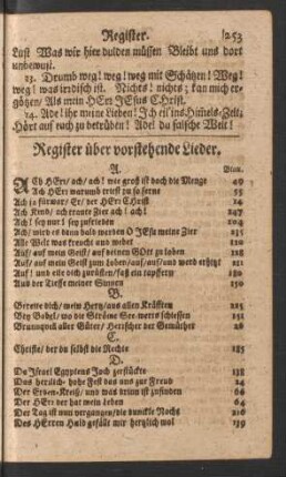 Register über vorstehende Lieder.