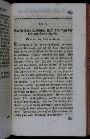 XXIX. Am zweyten Sonntag nach dem Fest der heiligen Dreyeinigkeit.