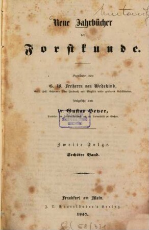Neue Jahrbücher der Forstkunde. 6, 6. 1857