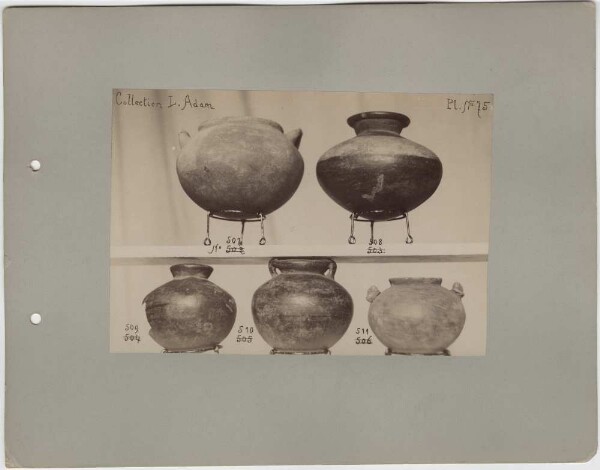 Five clay vessels. L. Adam Collection