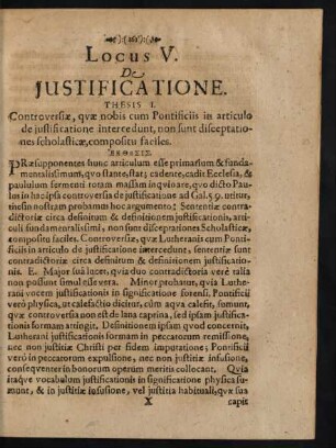 Locus V. De Iustificatione.
