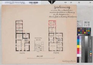 Papenburg (Papenburg) Umbau des ehem. Gerichtshauses Grundrisse und Lageplan 1894 1 : 100 (500) 44,5 x 58 Zeichnung R. Sandmann Landsberg-Velen Nr. 334