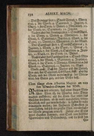 Nun fängt eben Albertus Magnus an von den Wunder-Dingen der Welt.