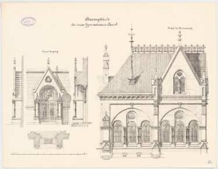 Gymnasium, Kassel Klassengebäude: Details der Vorderansicht 1:100