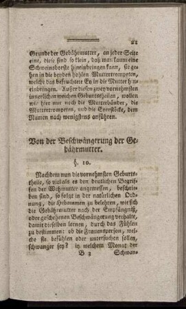 Von der Beschwängerung der Gebährmutter.
