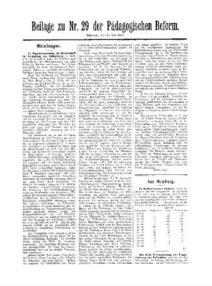 Mitteilungen : Beilage zu Nr. 29 der Pädagogischen Reform