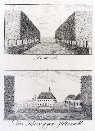 Das königliche Schloss Gross-Sedlitz : Promenade / Das Schloss gegen Mitternacht