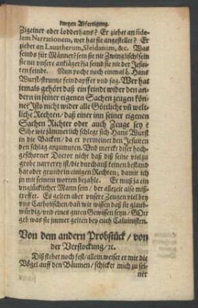 Von dem andern Probstück/ von der Verstockung/ [et]c.