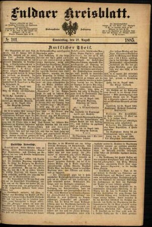 Ausgabe vom Donnerstag, den 27. August 1885.