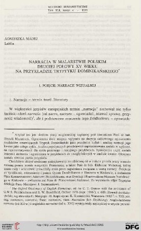 41: Narracja w malarstwie polskim drugiej połowy XV wieku na przykładzie Tryptyku Dominikańskiego