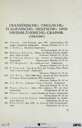 Französische- Englische- Italienische- Deutsche und Niederländische- Graphik (Nr. 851-977)