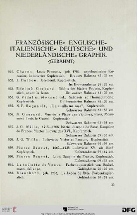 Französische- Englische- Italienische- Deutsche und Niederländische- Graphik (Nr. 851-977)