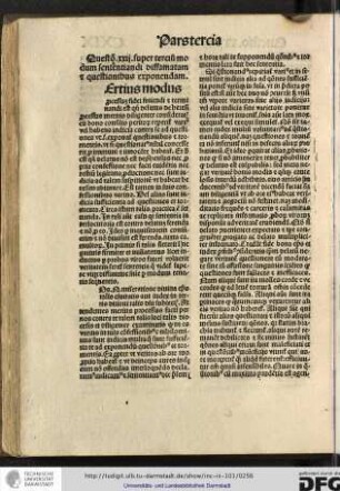 Questio xxii super tertium modum sententiandi diffamatam et questionibus exponendam.