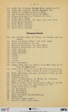 Zinngegenstände (Nr. 122-184)
