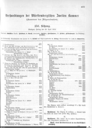 256. Sitzung, Stuttgart, 29.4.1910