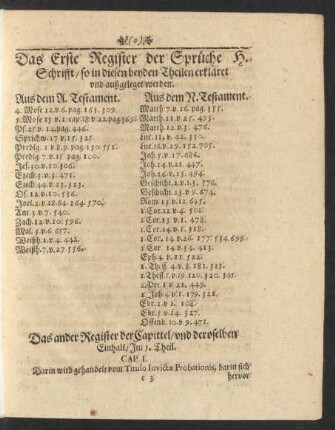 Das ander Register der Capittel/ und deroselben Einhalt/