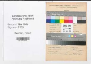 Entnazifizierung Franz Kehrein , geb. 16.12.1895 (Stabsbootmann)
