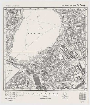 Internationale Gartenbauausstellung (IGA) 1973, Hamburg: Wettbewerbsunterlage: Deutsche Grundkarte St. Georg 1:2500
