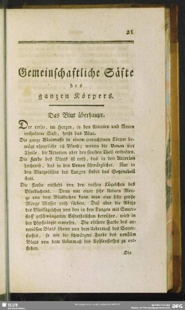 Gemeinschaftliche Säfte des ganzen Körpers