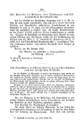 Kalende bei Abbau oder Theilung nach Ostpreußischem Provinzialrecht : [V. Elementarschulwesen]
