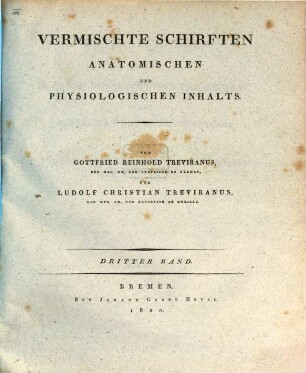 Vermischte Schriften anatomischen und physiologischen Inhalts. 3